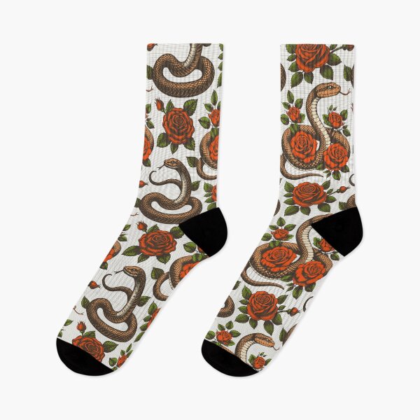 Artikelvorschau, Vintage retro dark academia gothic snake and red rose flowers entworfen und verkauft von Red-Ink.