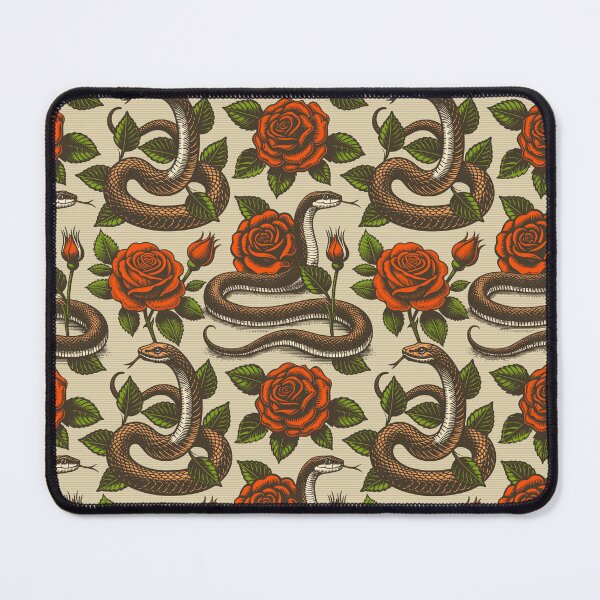 Item preview, Vintage retro dark academia gothic snake and red rose flowers designed and sold by Red-Ink.