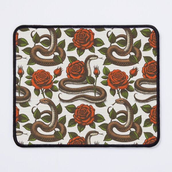 Artikelvorschau, Vintage retro dark academia gothic snake and red rose flowers entworfen und verkauft von Red-Ink.