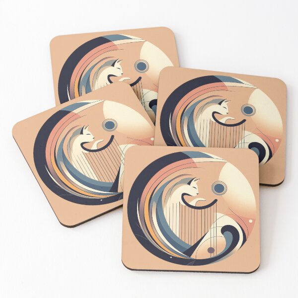 Item preview, Abstract Cool Musician Cat Playing Harp designed and sold by Gaborai.