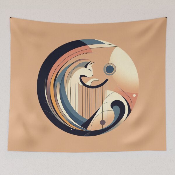 Item preview, Abstract Cool Musician Cat Playing Harp designed and sold by Gaborai.