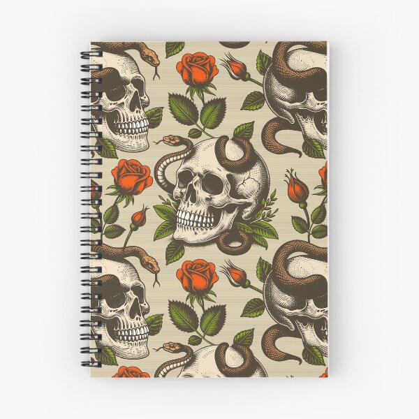 Item preview, Vintage retro dark academia gothic skull snake and red rose flowers designed and sold by Red-Ink.