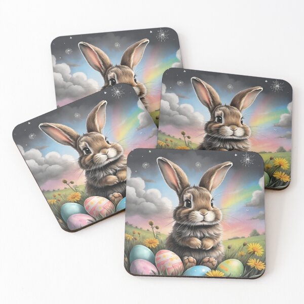 Item preview, Colorful Festive Easter Eggs Easter Bunny Spring Flowers Version 217 designed and sold by DreamingAwake1.