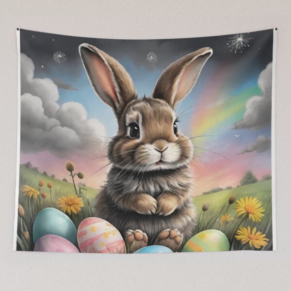 Item preview, Colorful Festive Easter Eggs Easter Bunny Spring Flowers Version 217 designed and sold by DreamingAwake1.