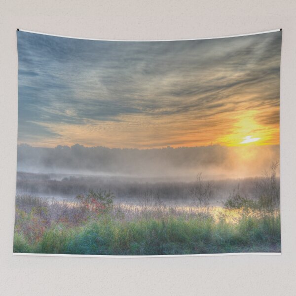 Item preview, Sunrise Gwynne Pond Fog Rural Alberta designed and sold by ColdCreekCanvas.