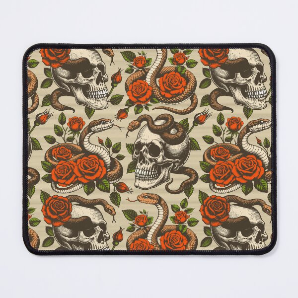 Artikelvorschau, Vintage retro dark academia gothic skull snake and red rose flowers entworfen und verkauft von Red-Ink.