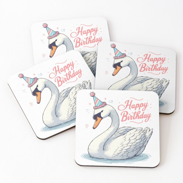 Item preview, Cute Swan Happy Birthday Party designed and sold by TomFrontierArt.