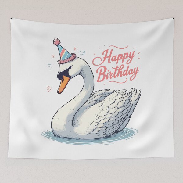 Item preview, Cute Swan Happy Birthday Party designed and sold by TomFrontierArt.
