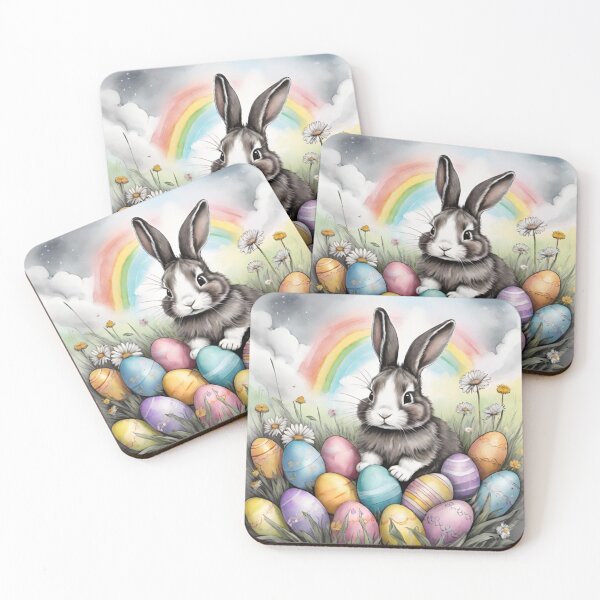 Item preview, Colorful Festive Easter Eggs Easter Bunny Spring Flowers Version 218 designed and sold by DreamingAwake1.