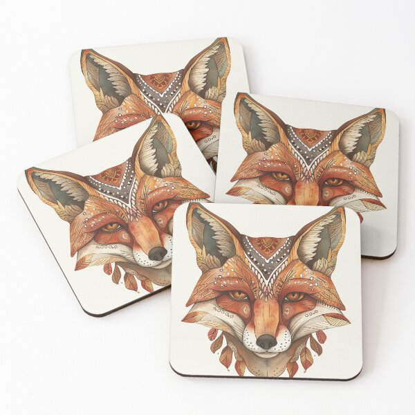 Item preview, Folk Art Fox designed and sold by darkskydelights.