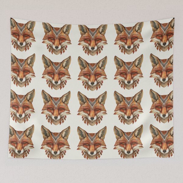 Item preview, Folk Art Fox designed and sold by darkskydelights.