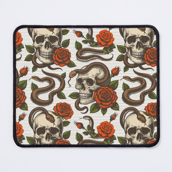 Artikelvorschau, Copy of Vintage retro dark academia gothic skull snake and red rose flowers entworfen und verkauft von Red-Ink.