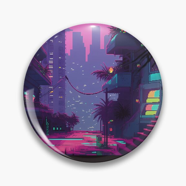 Item preview, Vaporwave Neon Cityscape- Pixel art designed and sold by octoboobs.