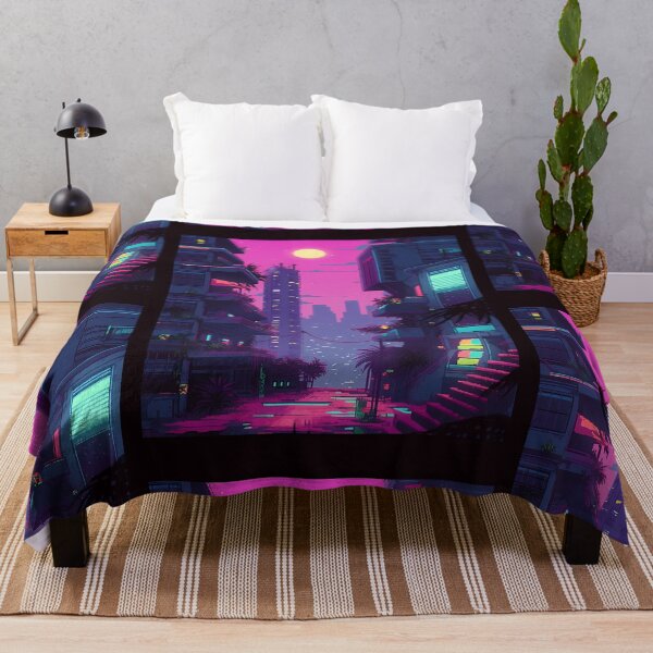 Item preview, Vaporwave Neon Cityscape- Pixel art designed and sold by octoboobs.
