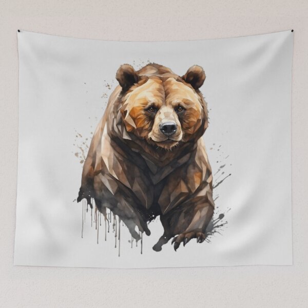 Item preview, Watercolor Geometrical Bear Painting designed and sold by PolygonPinnacle.