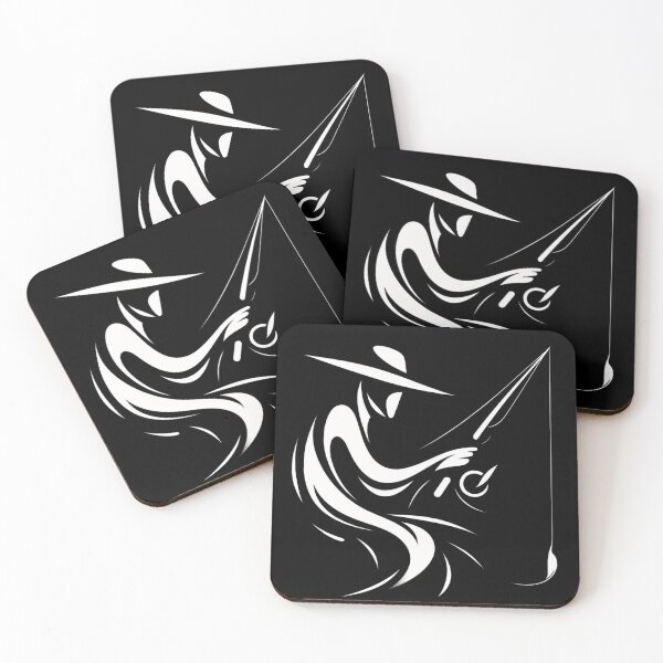Item preview, Abstract Black and White Fisherman Cought a Fish designed and sold by Gaborai.