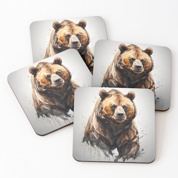 Item preview, Watercolor Geometrical Bear Painting designed and sold by PolygonPinnacle.