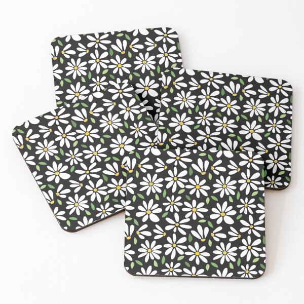 Item preview, retro daisies on black designed and sold by Erinelyse827.