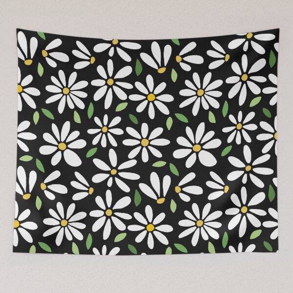 Item preview, retro daisies on black designed and sold by Erinelyse827.