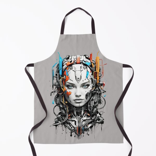 Item preview, Female Cyborg cyberpunk robot futuristic retro 80s design designed and sold by BorgSpareParts.