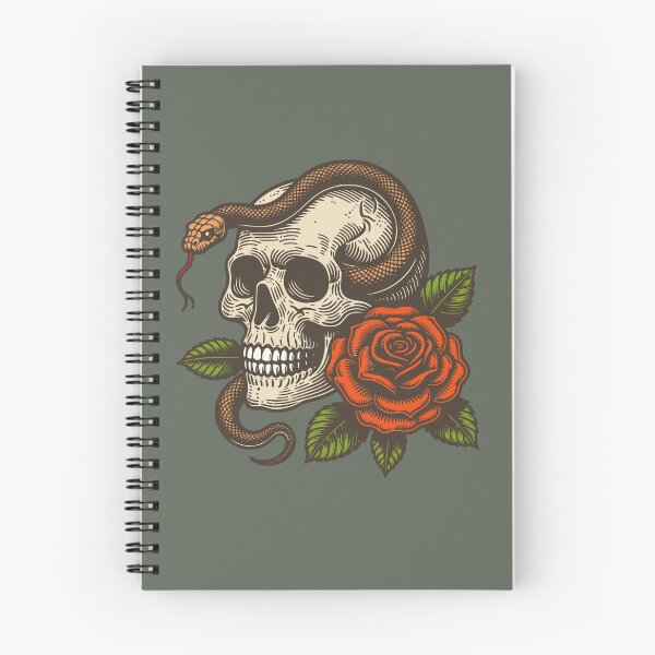 Artikelvorschau, Vintage retro dark academia gothic skull snake and red rose flowers entworfen und verkauft von Red-Ink.