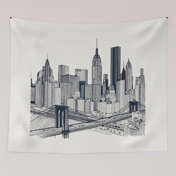 Item preview, New York City Sights Minimalist Perspective Drawing designed and sold by Gaborai.