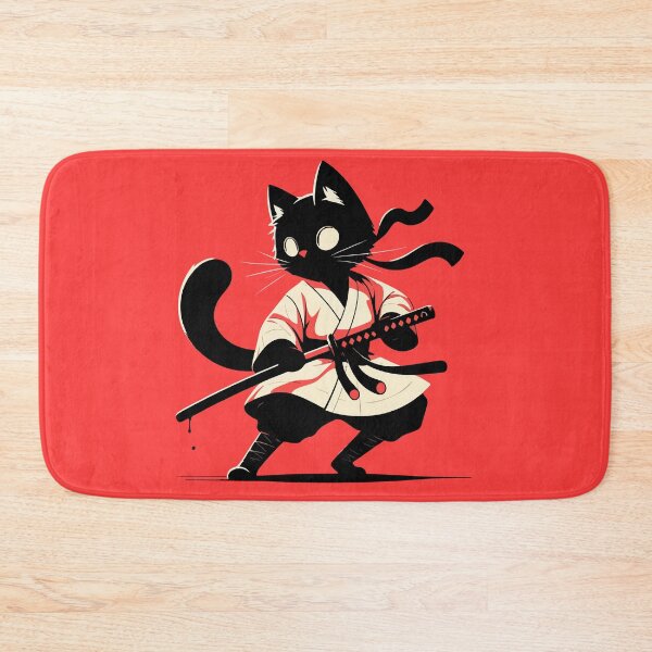 Item preview, Cute Black Cat Samurai Ninja Japan Art designed and sold by TomFrontierArt.