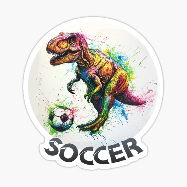 Sport Dinosaur Play Soccer Sticker