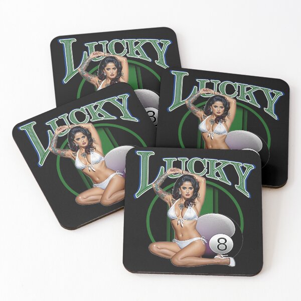Item preview, Muscle Car Artwork Hot Rod Rockabilly Latina Pin Up Tattoo Model Girl Lucky 8 Ball Girl designed and sold by AGED Limited.