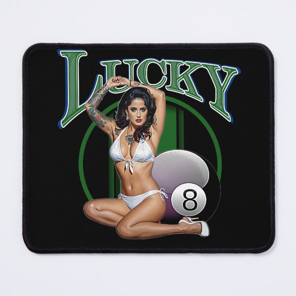 Item preview, Muscle Car Artwork Hot Rod Rockabilly Latina Pin Up Tattoo Model Girl Lucky 8 Ball Girl designed and sold by AGED Limited.
