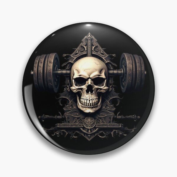 Item preview, Skull barbell, tattoo design designed and sold by IronCoreGear.