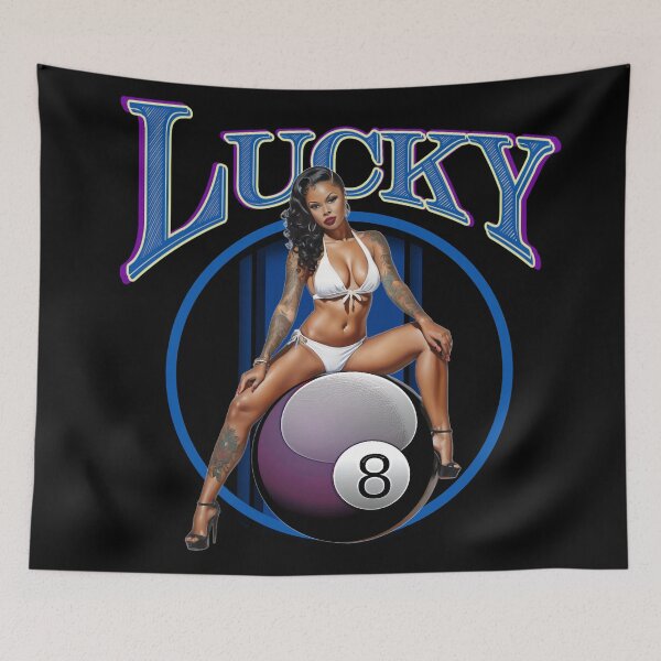 Item preview, Muscle Car Artwork Hot Rod Rockabilly African American Pin Up Tattoo Model Girl Lucky 8 Ball Girl designed and sold by AGED Limited.