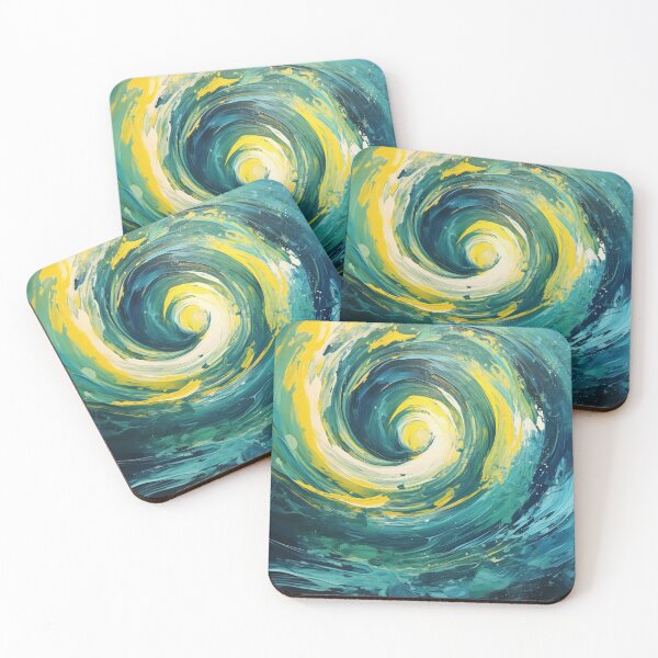 Item preview, NAUTIC VORTEX - Beautiful Aquatic Blue Turquoise Yellow Ocean Universe Abstract Painting Gift designed and sold by GrinGalore.