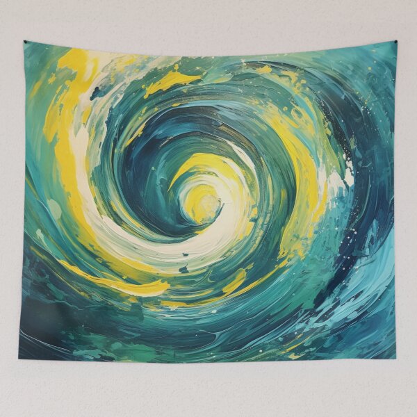Item preview, NAUTIC VORTEX - Beautiful Aquatic Blue Turquoise Yellow Ocean Universe Abstract Painting Gift designed and sold by GrinGalore.