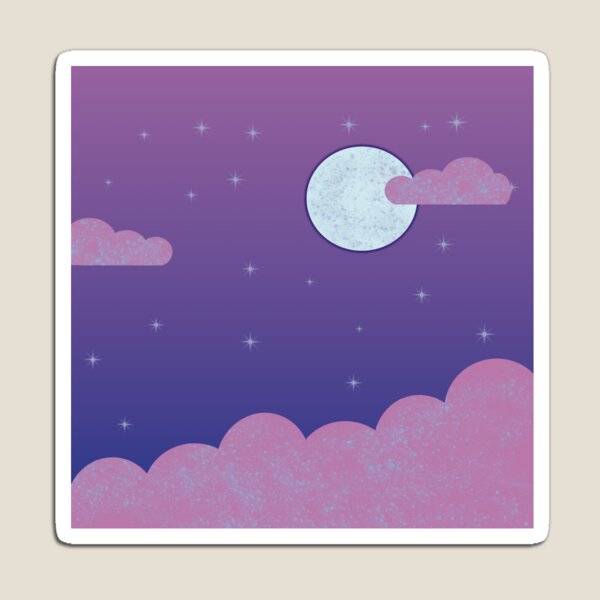Item preview, Pink Clouds with Bright Shiny Moon and Stars designed and sold by ankromcreations.