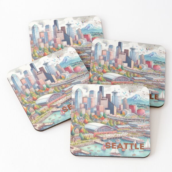 Item preview, Seattle - Illustrated map designed and sold by Dominika Farkašová.