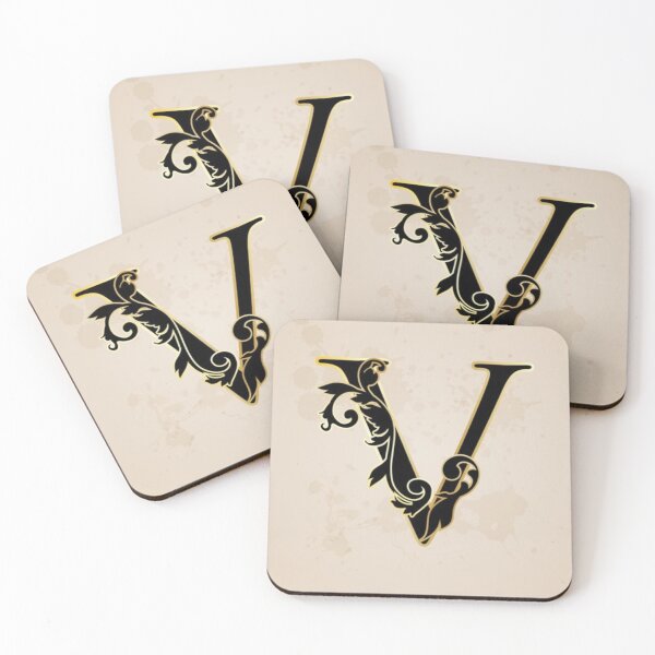 Item preview, Letter V Black & Gold Vine designed and sold by SallyHammond.