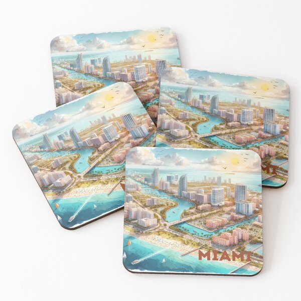 Item preview, Miami - Illustrated map designed and sold by Dominika Farkašová.