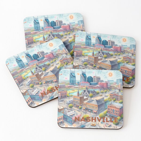 Item preview, Nashville - Illustrated map designed and sold by Dominika Farkašová.
