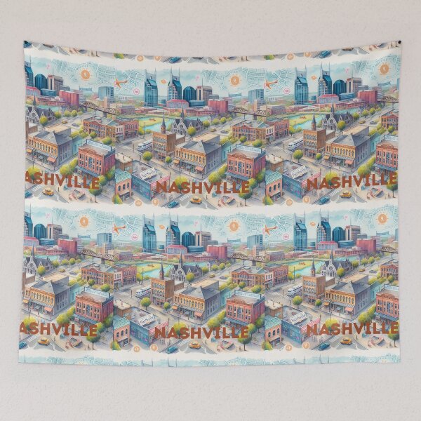 Item preview, Nashville - Illustrated map designed and sold by Dominika Farkašová.