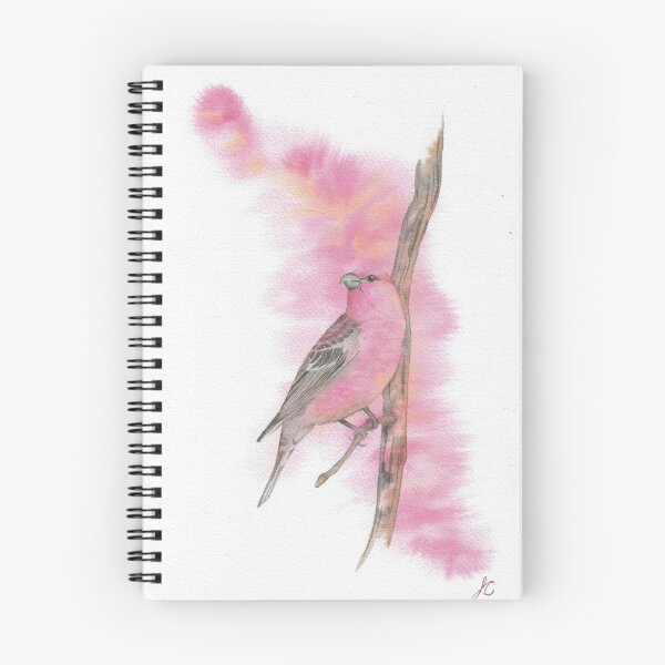 Item preview, pine grosbeak watercolor bird portrait designed and sold by L'Atelier Oranjade.