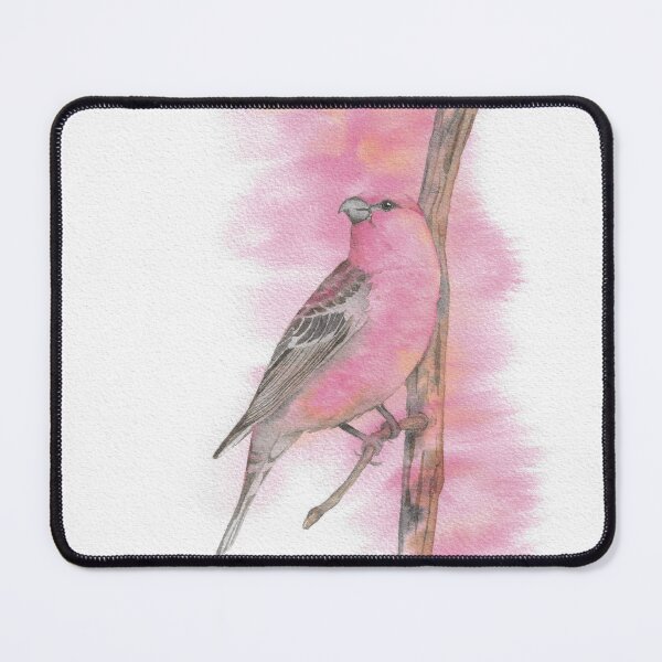Item preview, pine grosbeak watercolor bird portrait designed and sold by L'Atelier Oranjade.