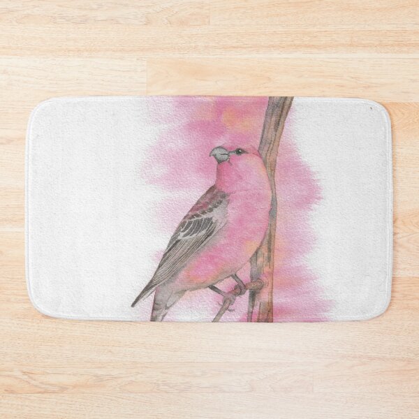 Item preview, pine grosbeak watercolor bird portrait designed and sold by L'Atelier Oranjade.