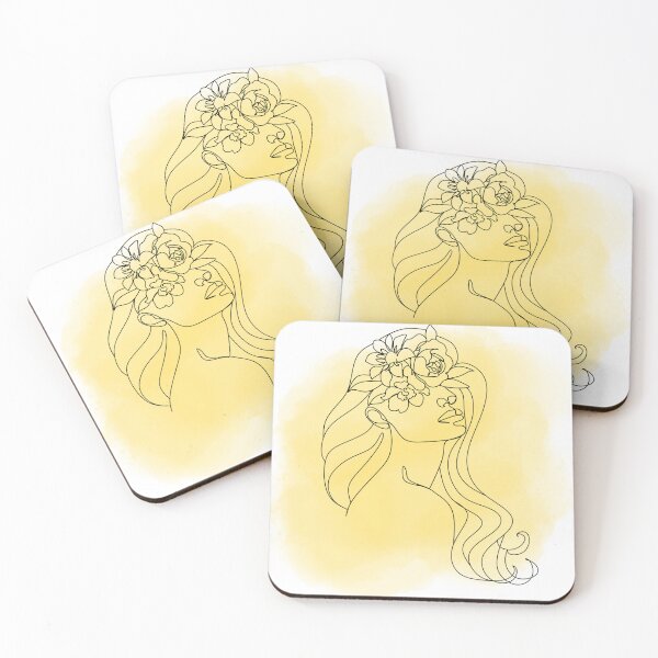 Item preview, art line woman with flowers from her head hiding her eyes designed and sold by Omnya aboelyazeed.