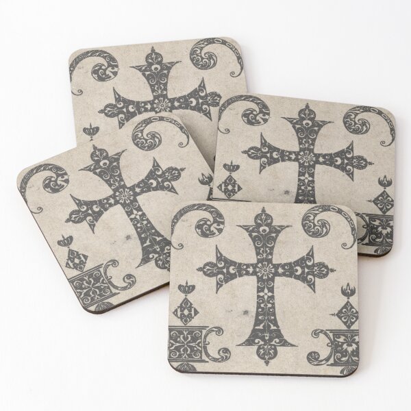 Item preview, Blackwork Print with a Latin Cross and Small Motifs designed and sold by CulturalCurios.
