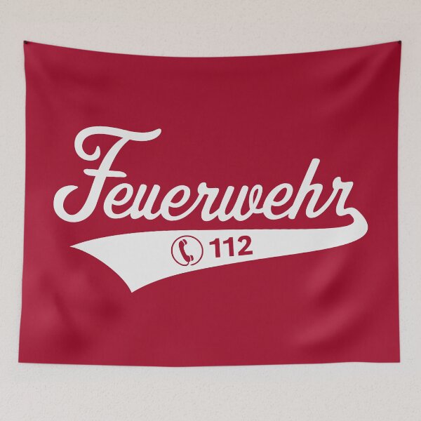 Item preview, Fire department Tel. 112 (emergency call / fireman / lettering / white) designed and sold by MrFaulbaum.