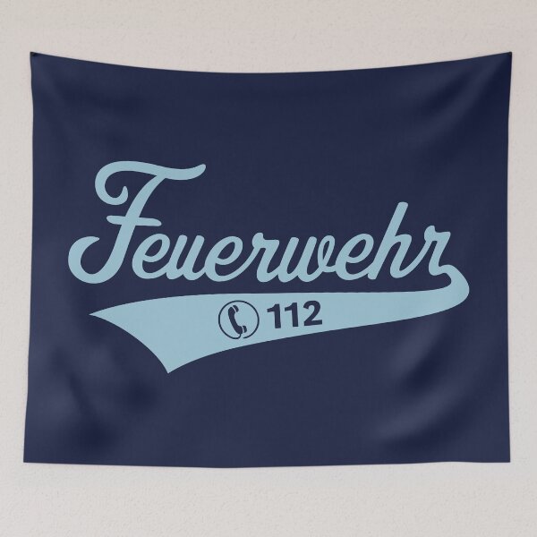 Item preview, Fire department Tel. 112 (emergency call / fireman / lettering / sky blue) designed and sold by MrFaulbaum.