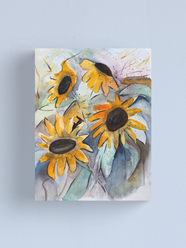 Loose Semi Abstract Sunflower Painting Canvas Print By