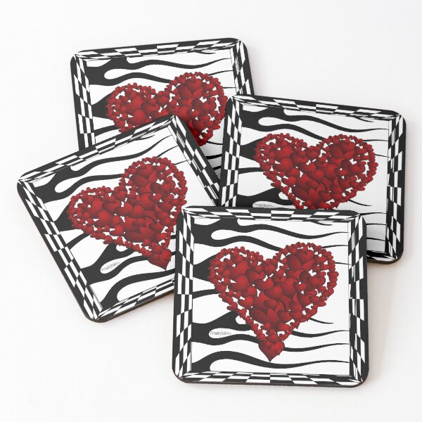 Item preview, RED HEARTS IN A BLACK FRAME designed and sold by inarausch2023.