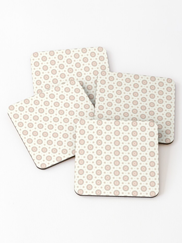 Coasters (Set of 4), Floral Boho Blush and Sage designed and sold by Triplicate Limited
